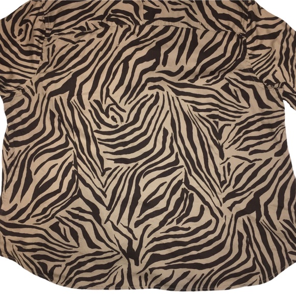Animal Print Button Down Shirt, Chaps Zebra Print Top, Tiger, 3/4 Sleeve Plus 3x - Picture 11 of 14